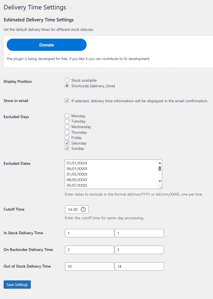 Estimated Delivery Time For WooCommerce
