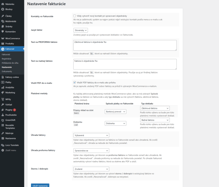 WooCommerce Fakturoid Connector