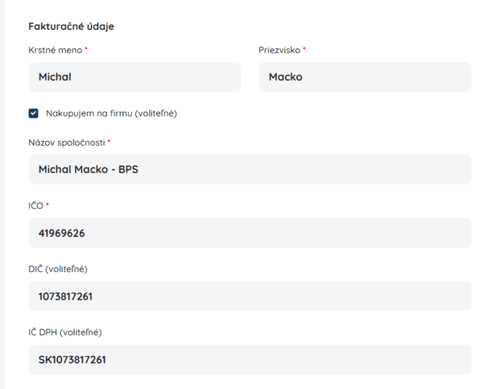 Swiftyper Automatické dopĺňanie firemných údajov pre WooCommerce