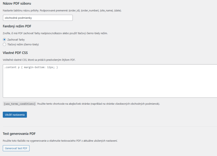Publikovanie obchodných podmienok pre WooCommerce